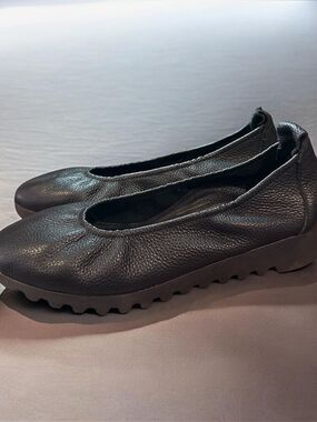 Aetrex Brianna Black Leather Casual Slip-On Flats - EU 36 (6-6.5)